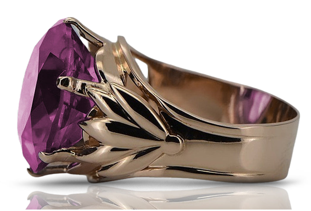 Vintage Amethyst Ring in 14K Rose Gold (vrc029r-am) — full view of the piece