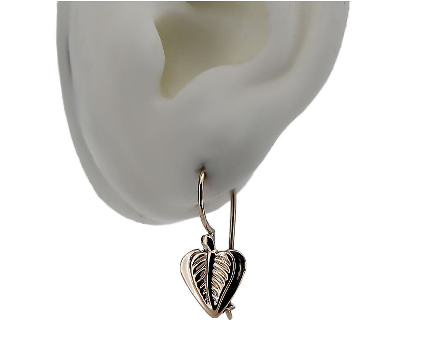 Vintage Leaf Earrings in 14K Rose Gold (ven015)