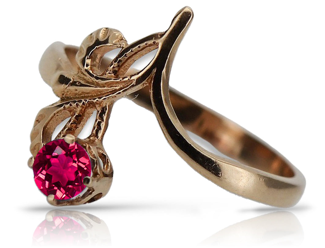 Vintage Ruby Ring in 14K Rose Gold (vrc095r-rb) — full view of the piece