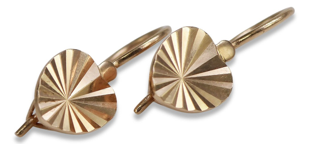 Vintage Leaf Earrings in 14K Rose Gold (ven113) — side view showing the setting