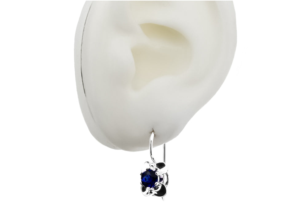 Vintage Sapphire Earrings in Sterling Silver (vec116s-sp)