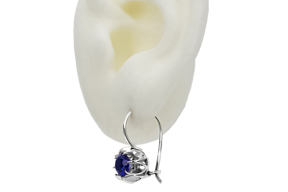 Vintage Sapphire Earrings in Sterling Silver (vec062s-sp)