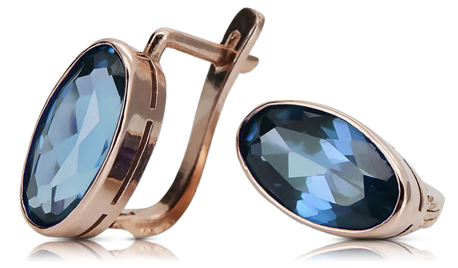 Vintage Aquamarine Earrings in 14K Rose Gold (vec001r-aq) — view 2