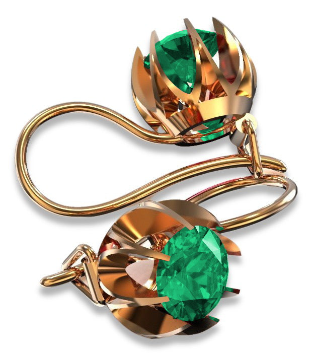 Vintage Emerald Earrings in 14K Rose Gold (vec062r-em) — detail of the metal texture