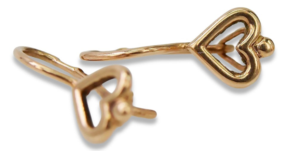 Vintage Heart Earrings in 14K Rose Gold (ven102) — view 4