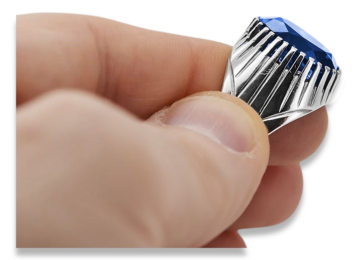 Vintage Sapphire Ring in Sterling Silver (vrc048s-sp) — side view showing the setting