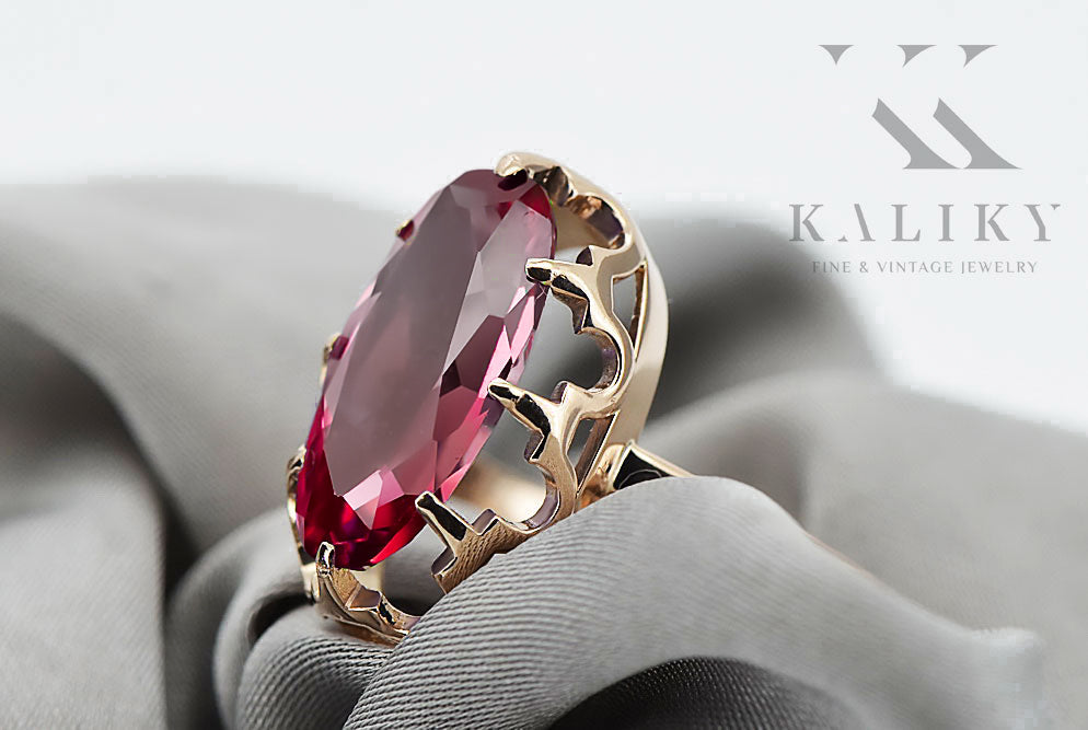 Vintage Ruby Craft Ring in 14K Rose Gold (vrc253r-rb) — side view showing the setting