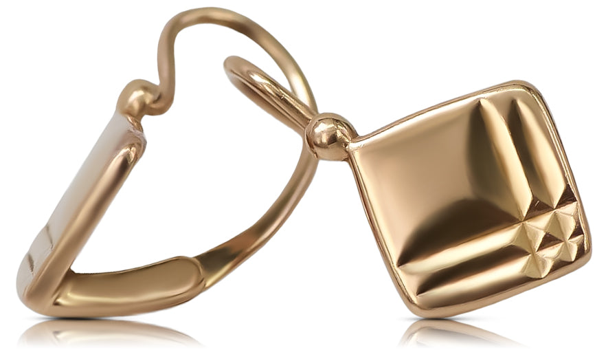 Vintage Square Earrings in 14K Rose Gold (ven071) — full view of the piece