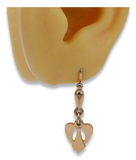 Vintage Leaf Earrings in 14K Rose Gold (ven245) — view 6