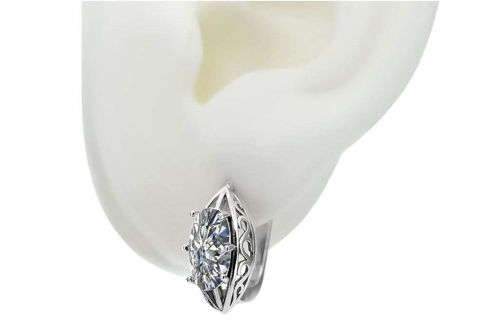 Vintage Zircon Earrings in Sterling Silver (vec141s-zi) — close-up of the hallmark on the inner band