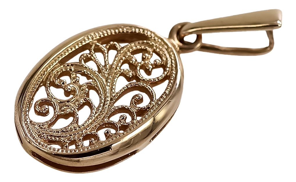 Vintage Oval Pendant in Rose Gold-Plated Sterling Silver (vpn088rp) — view 2
