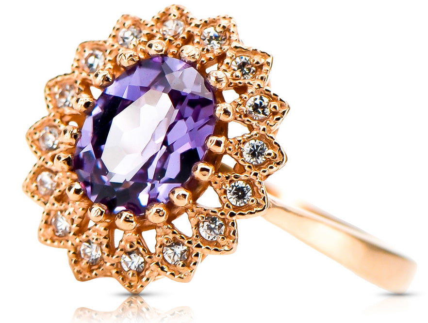 Vintage Alexandrite Ring in 14K Rose Gold (crc012r-ax) — full view of the piece