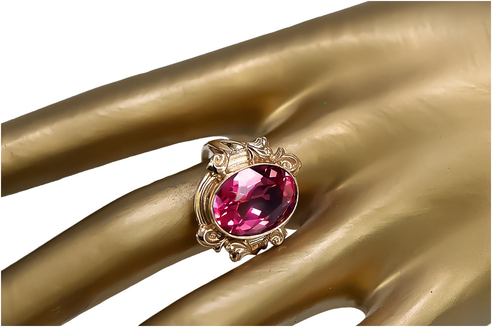 Vintage Ruby Ring in 14K Rose Gold (vrc100r-rb) — side view showing the setting