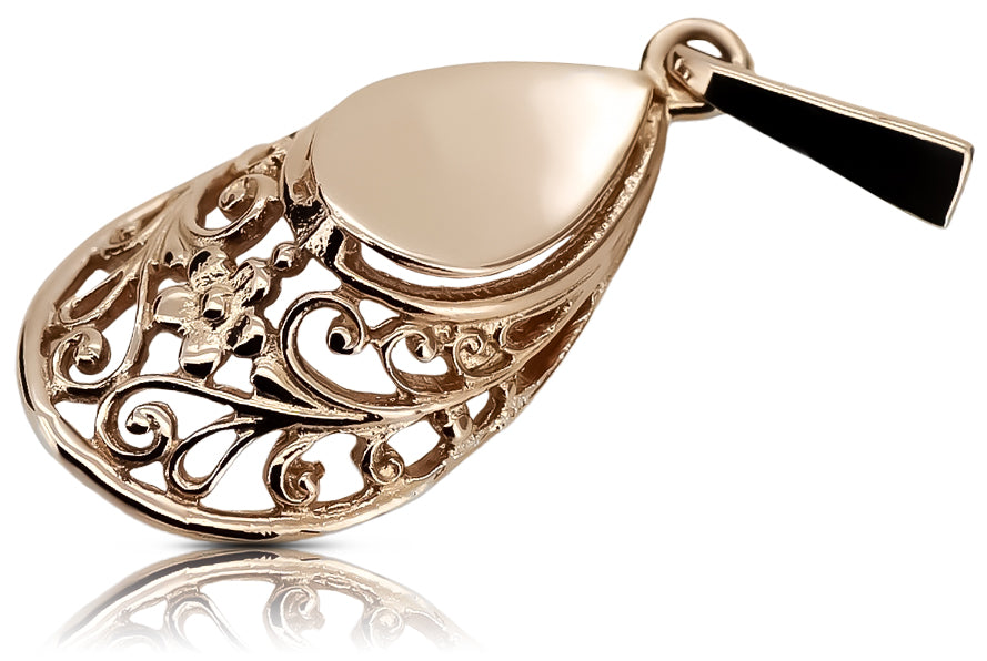 Vintage Horseshoe Pendant in 14K Rose Gold (vpn074) — close-up of the hallmark on the inner band