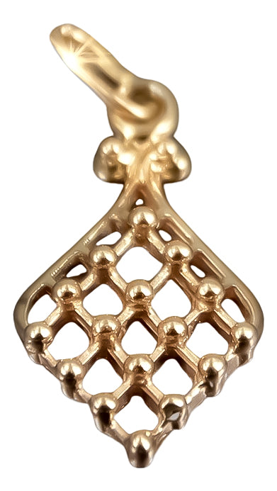 Vintage Square Pendant in 14K Rose Gold (vpn029) — view 2