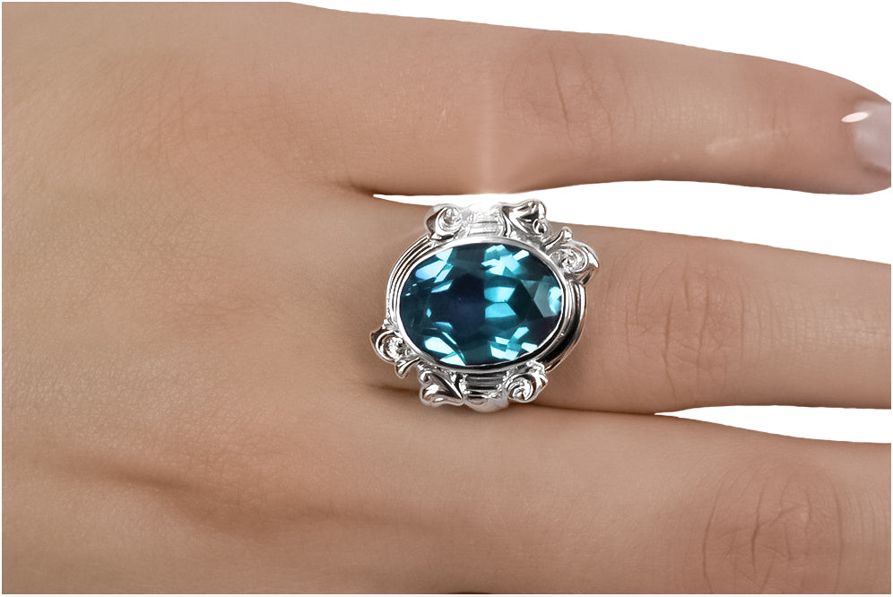 Vintage Aquamarine Craft Ring in Sterling Silver (vrc100s-aq)