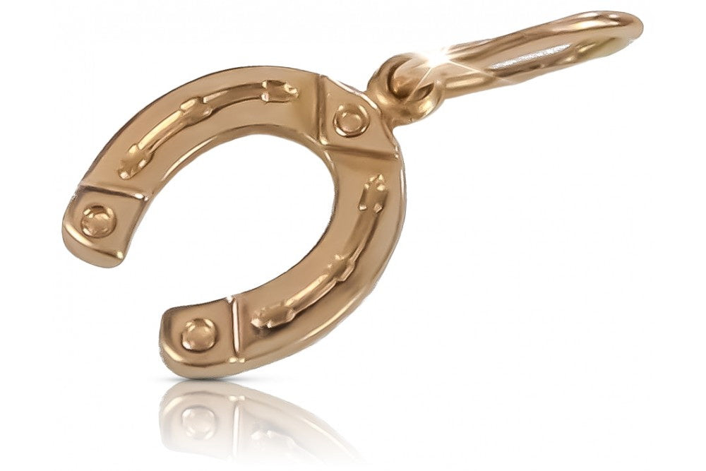 Vintage Horseshoe Pendant in 14K Rose Gold (vpn052) — full view of the piece
