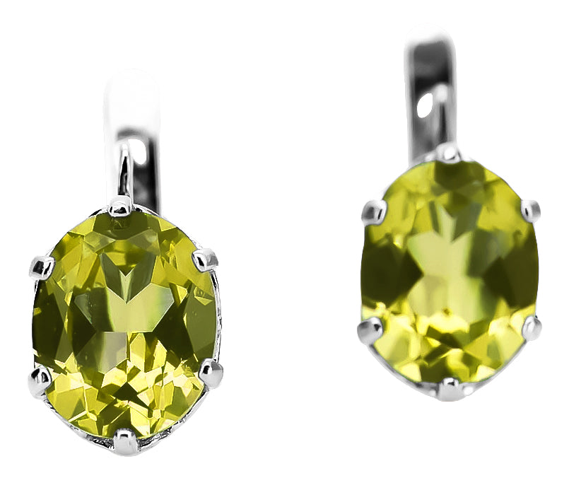 Vintage Yellow Peridot Ring Earrings in Sterling Silver (vec003s-yp) — worn on the hand, showing profile