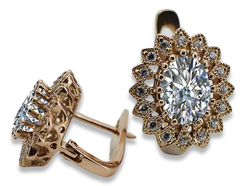 Vintage Zircon Zircone Earrings in 14K Rose Gold (vec125r-zi) — close-up of the hallmark on the inner band