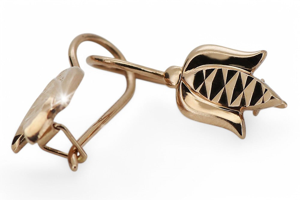 Vintage Flower Earrings in 14K Rose Gold (ven126) — view 3