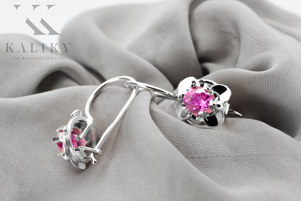 Vintage Amethyst Earrings in Sterling Silver (vec116s-am) — close-up of the hallmark on the inner band
