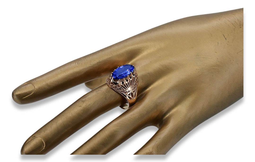 Vintage Sapphire Ring in 14K Rose Gold (vrc020r-sp) — side view showing the setting