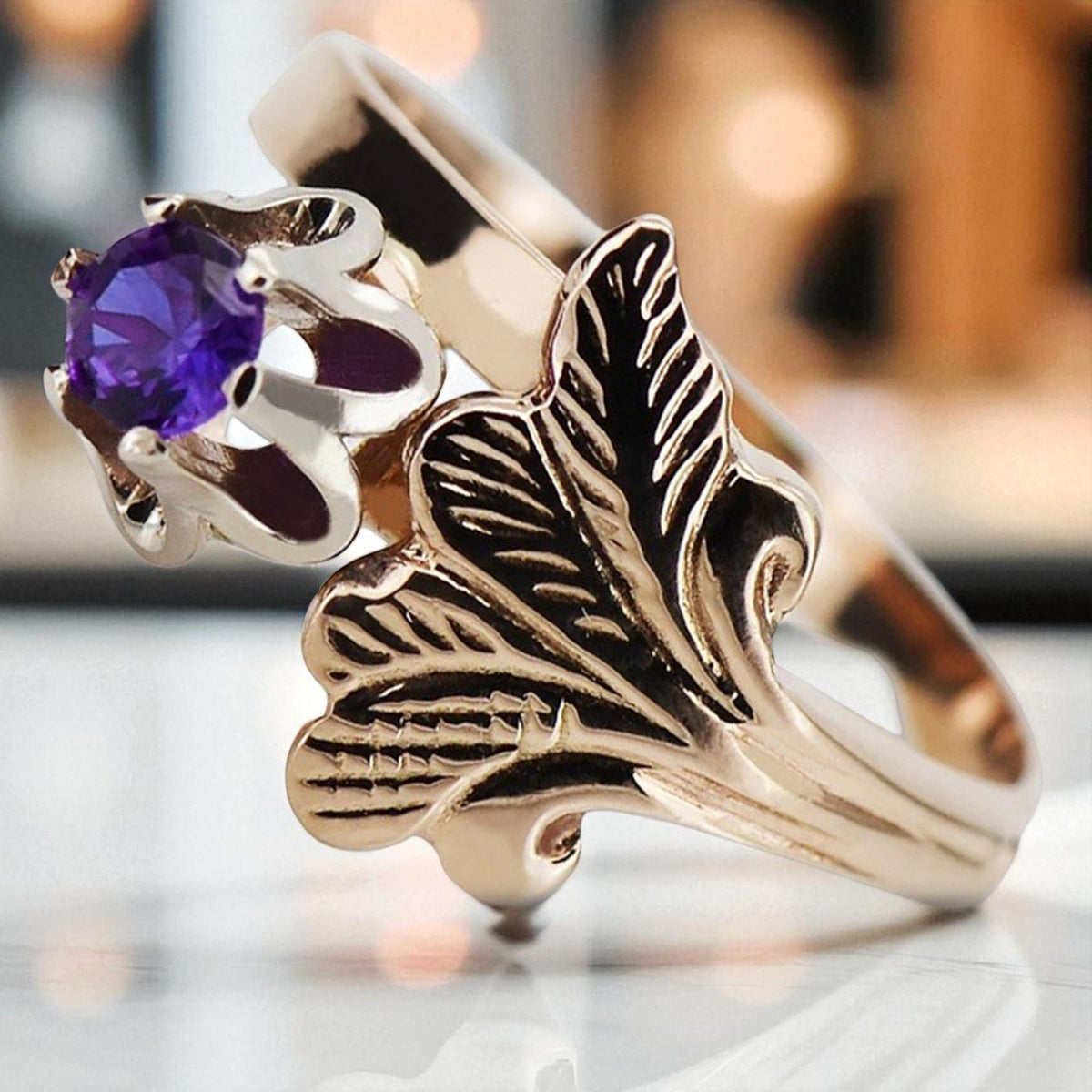 Vintage Alexandrite Ring in 14K Rose Gold (vrc169r-ax)