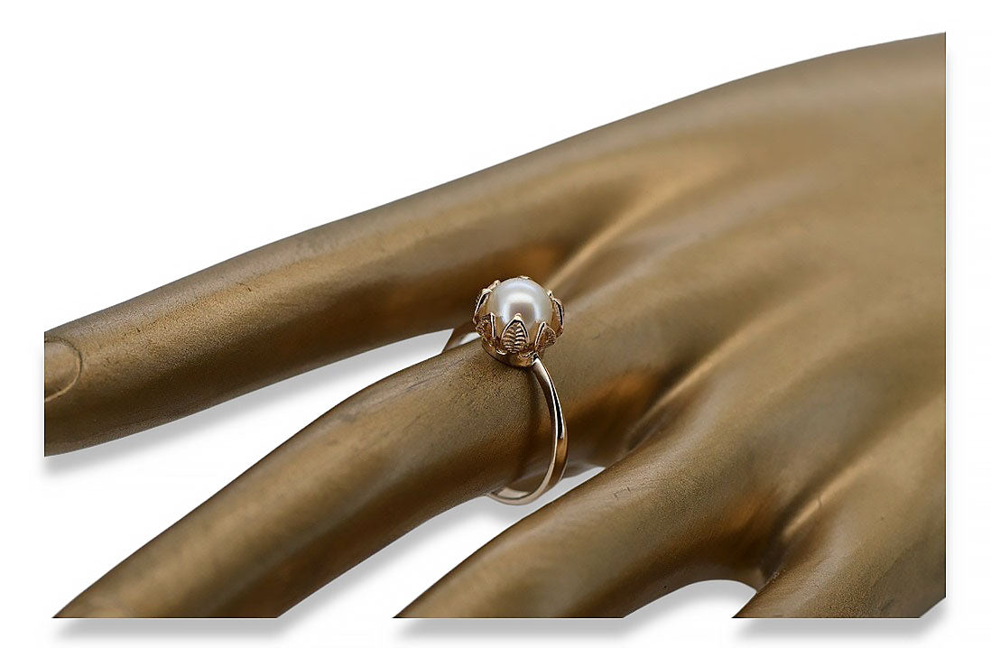 Vintage Pearl Ring in 14K Rose Gold (vrpr009r) — full view of the piece