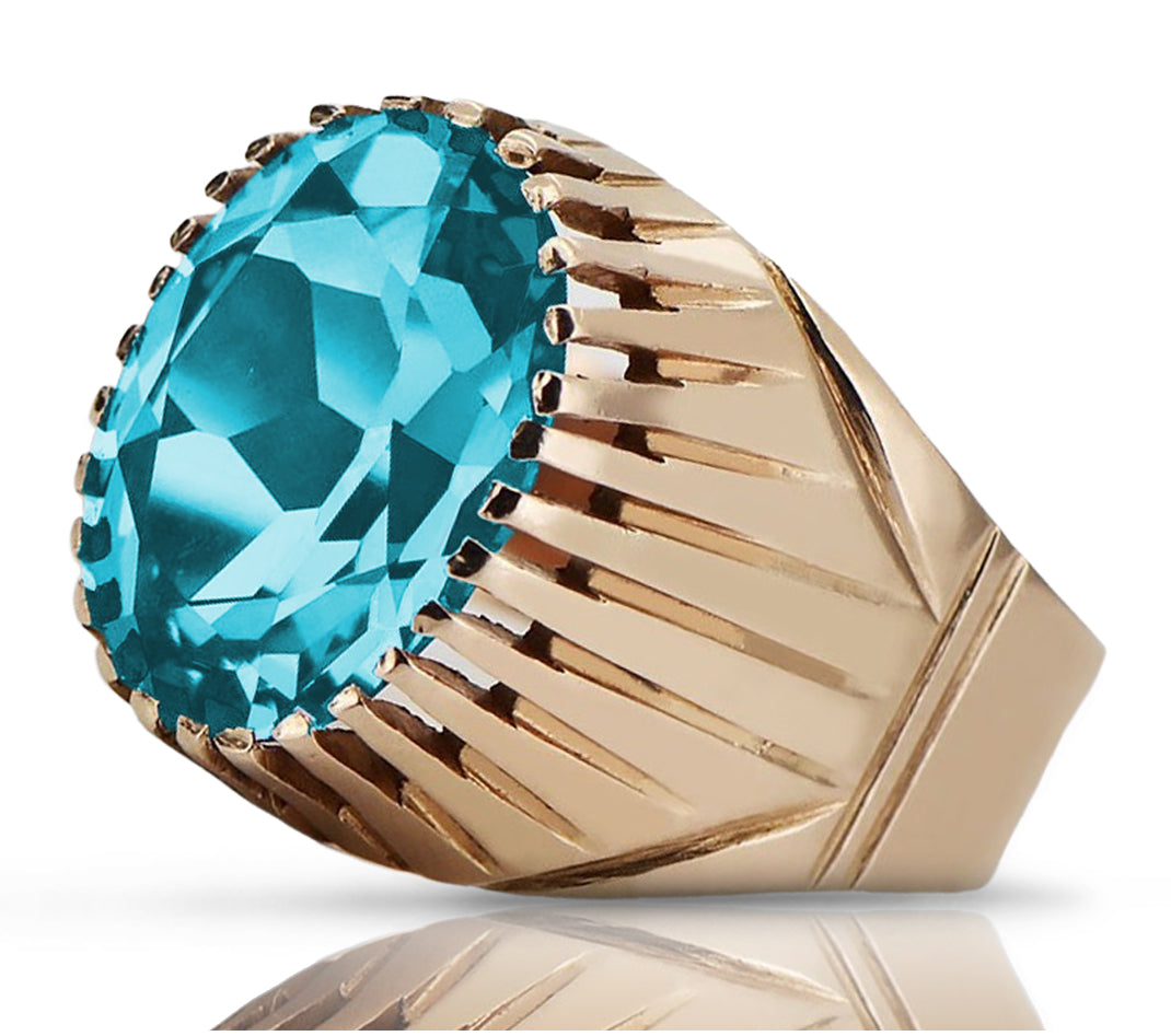 Vintage Aquamarine Ring in 14K Rose Gold (vrc048r-aq) — full view of the piece