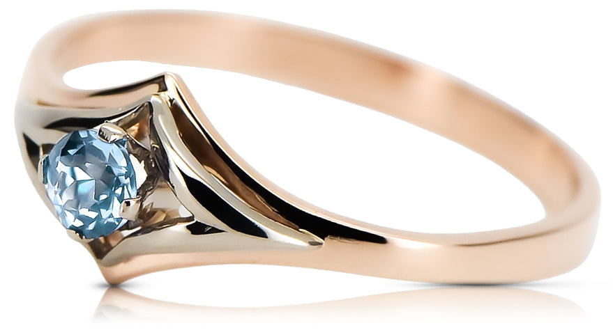 Vintage Aquamarine Ring in 14K Rose Gold (vrc351r-aq) — worn on the neckline, showing the drape