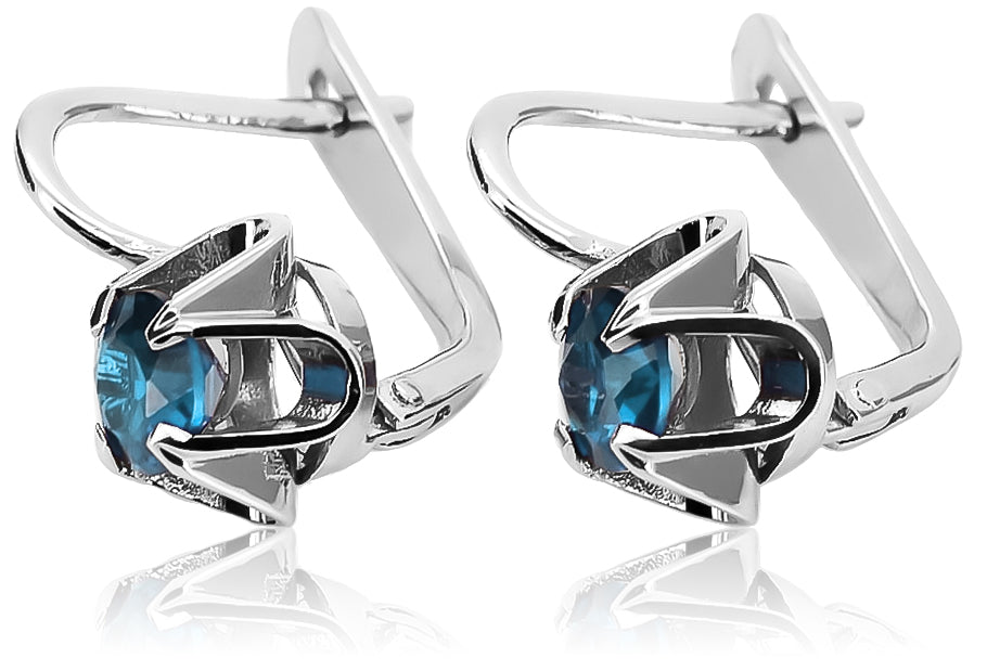 Vintage Aquamarine Earrings in Sterling Silver (vec018s-aq)