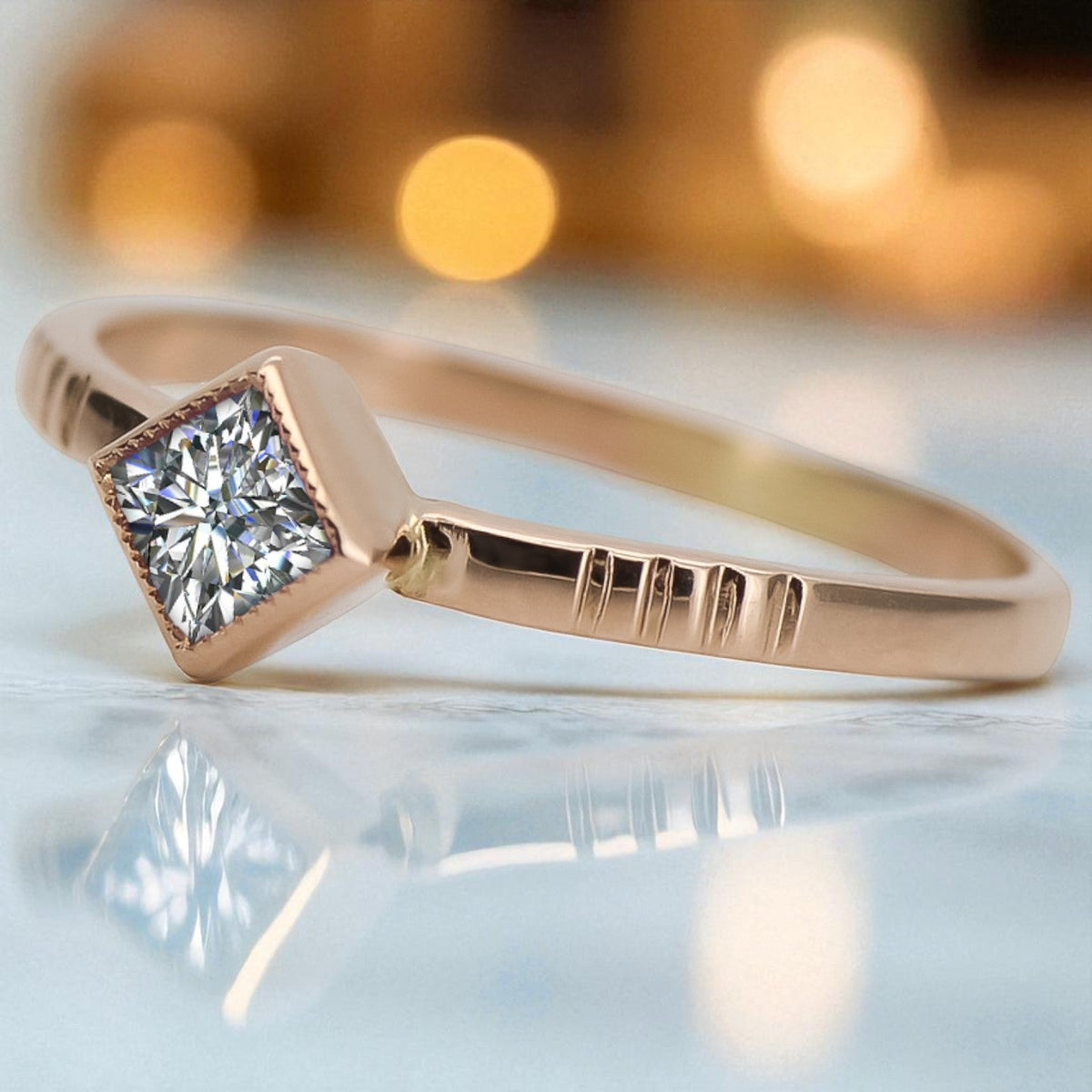 Vintage Zircon Ring in 14K Rose Gold (vrc138r-zi)