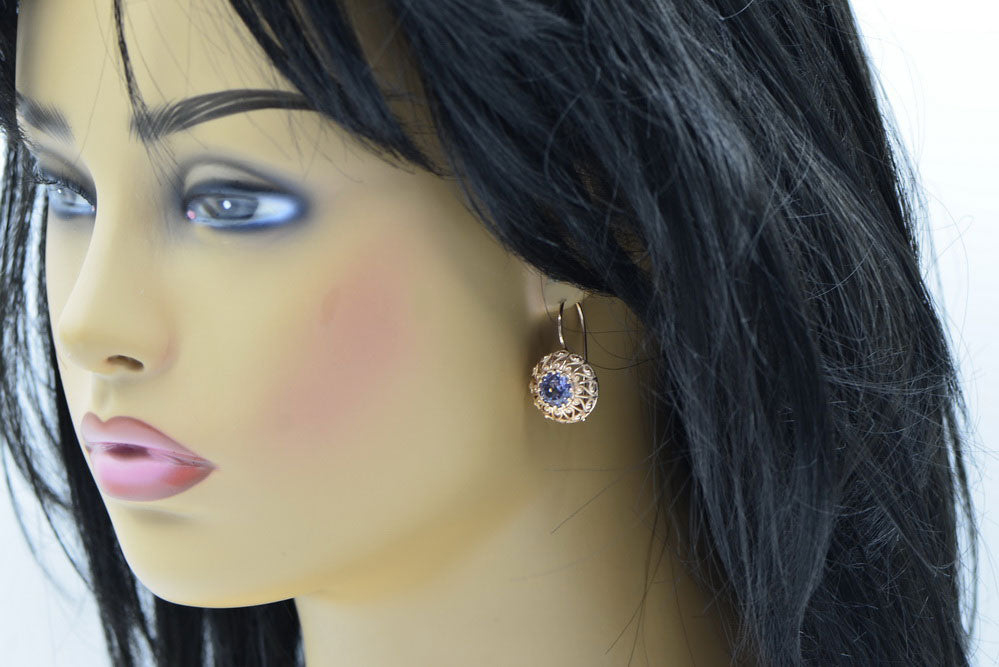 Vintage Alexandrite Earrings in 14K Rose Gold (vec002r-ax) — view 2