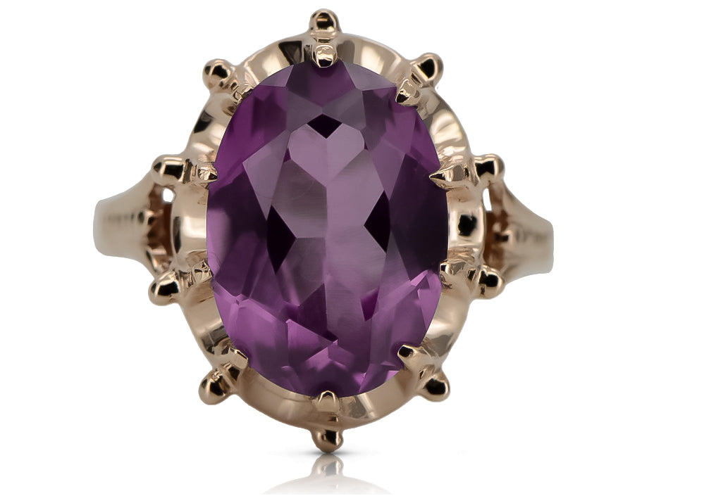 Vintage Amethyst Ring in 14K Rose Gold (vrc079r-am) — view 3