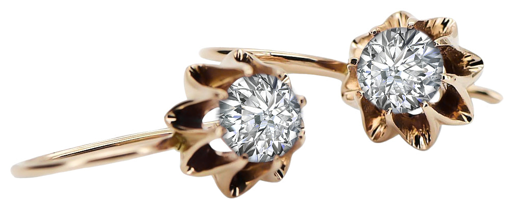 Vintage Zircon Earrings in 14K Rose Gold (vec092r-zi) — close-up of the hallmark on the inner band