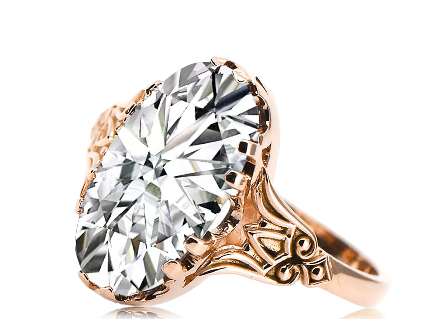 Vintage Zircon Ring in 14K Rose Gold (vrc058r-zi) — side view showing the setting