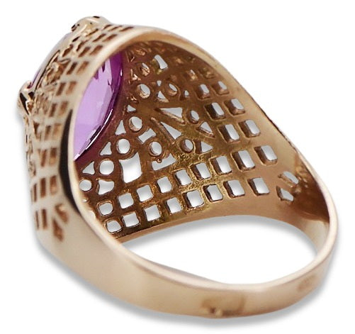 Vintage Amethyst Ring in 14K Rose Gold (vrc030r-am) — full view of the piece
