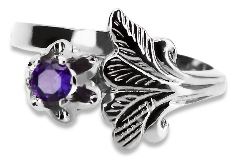 Vintage Alexandrite Ring in Sterling Silver (vrc169s-ax) — side view showing the setting