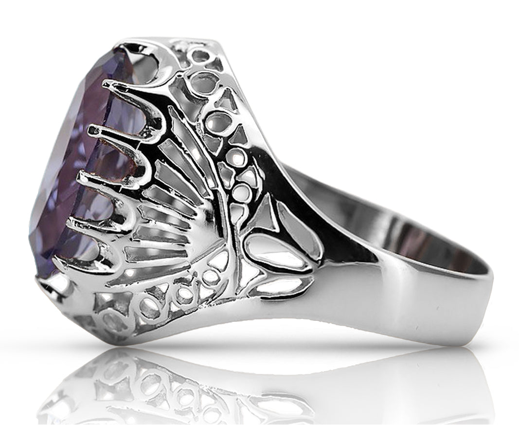 Vintage Alexandrite Ring in Sterling Silver (vrc020s-ax) — full view of the piece