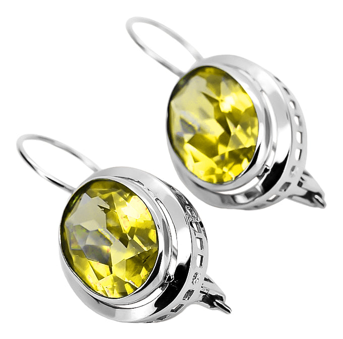 Vintage Yellow Peridot Earrings in Sterling Silver (vec114s-yp) — close-up of the hallmark on the inner band