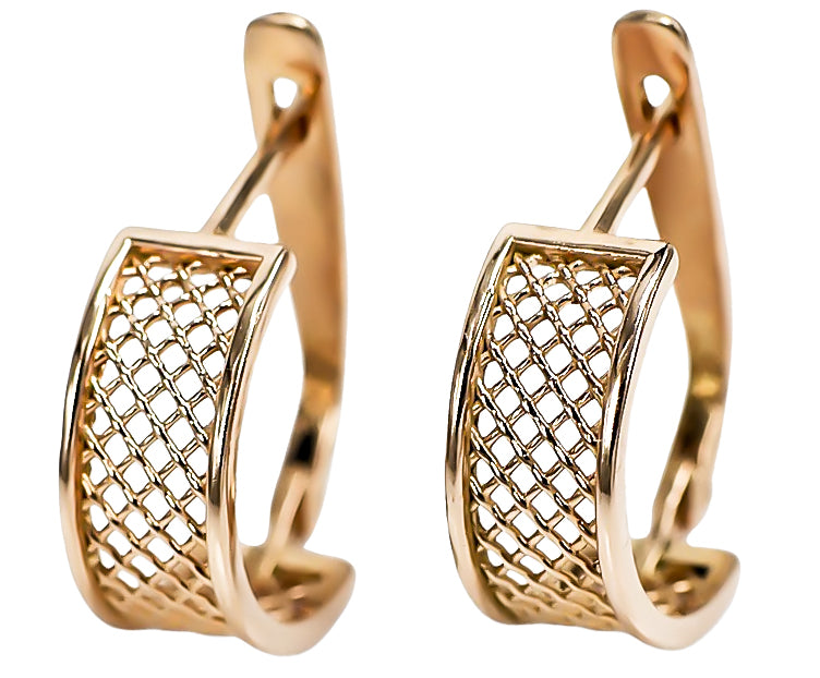 Vintage Lattice Hoop Earrings in Rose Gold-Plated Sterling Silver (ven121rp) — view 5