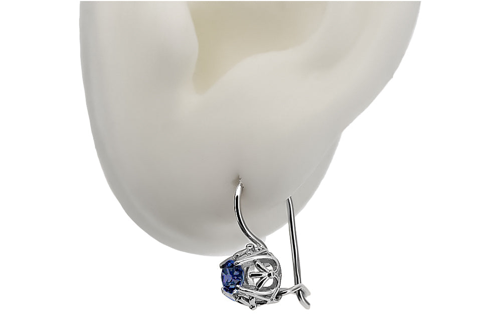 Vintage Sapphire Earrings in Sterling Silver (vec145s-sp)