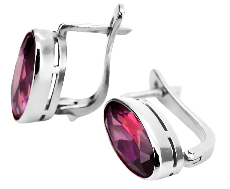 Vintage Ruby Earrings in Sterling Silver (vec001s-rb) — close-up of the hallmark on the inner band