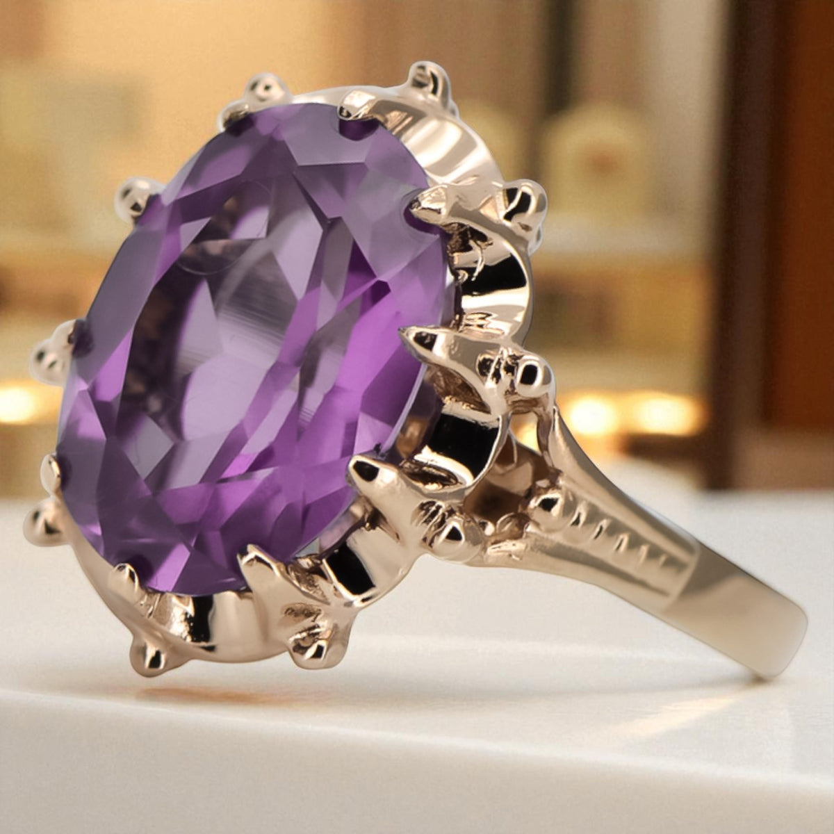 Vintage Amethyst Ring in 14K Rose Gold (vrc079r-am)