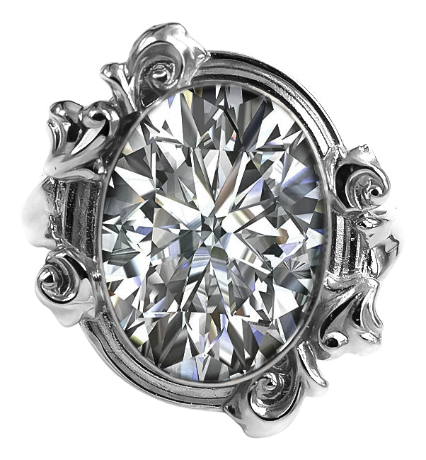 Vintage Zircon Ring in Sterling Silver (vrc100s-zi) — close-up of the stone and setting