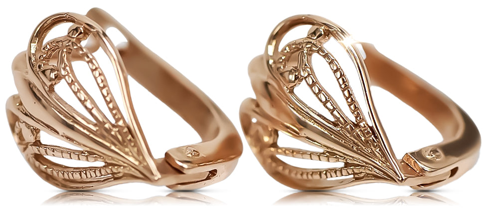 Vintage Heart Earrings in 14K Rose Gold (ven076)