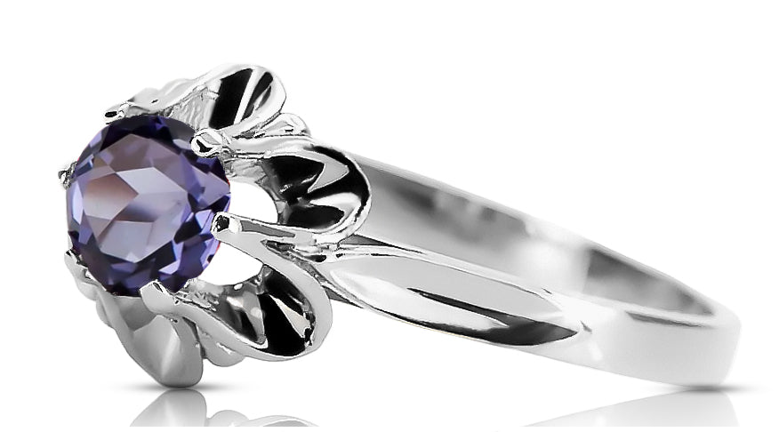 Vintage Alexandrite Ring in Sterling Silver (vrc004s-ax) — worn on the hand, showing profile