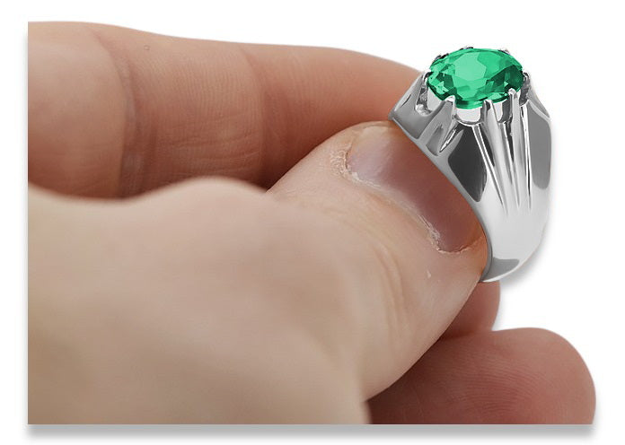 Vintage Emerald Ring in Sterling Silver (vrc016s-em) — close-up of the hallmark on the inner band