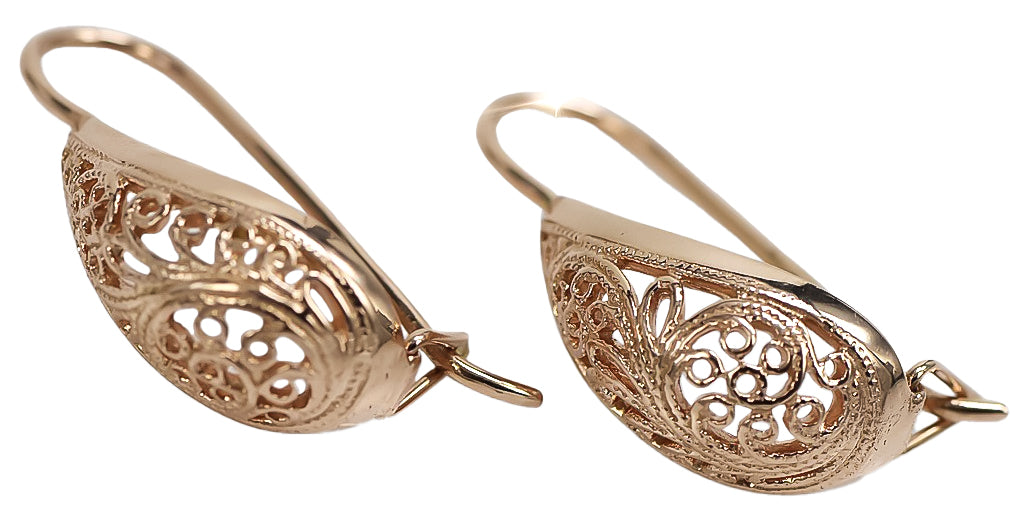 Vintage Earrings in Rose Gold-Plated Sterling Silver (ven023rp) — side view showing the setting