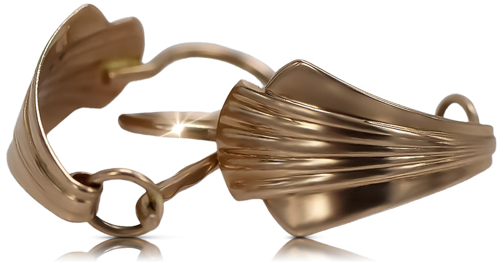 Vintage Leaf Earrings in 14K Rose Gold (ven129) — view 2